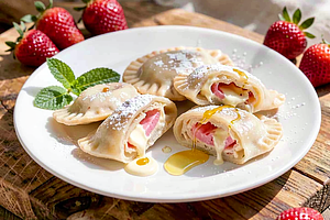 Dumplings with Strawberries and Creamy Cottage Cheese