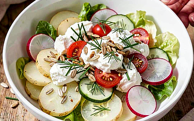 Mazurian Young Vegetable Salad with Cottage Cheese