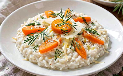 Mazurian risotto with young carrots and fresh dill