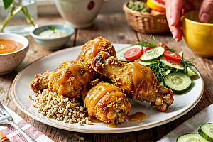 Crispy Chicken Drumsticks in Honey-Mustard Coating