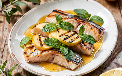 Warm Herring with Mint and Grilled Apple