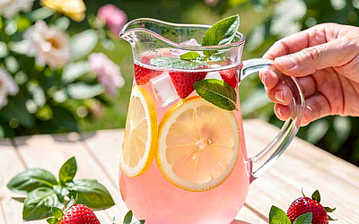 Lemoniada z polskich truskawek i świeżej bazylii