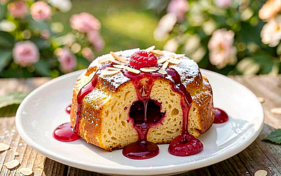 Babka drożdżowa z sosem malinowo-miodowym