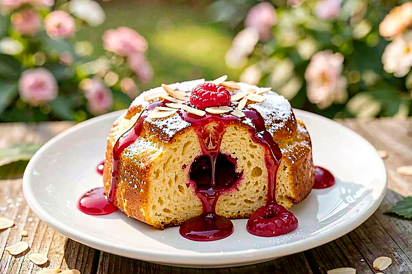 Babka drożdżowa z sosem malinowo-miodowym