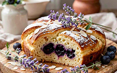 Ciasto drożdżowe z jagodami leśnymi i nutą lawendy
