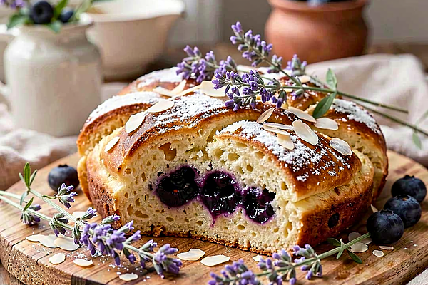 Ciasto drożdżowe z jagodami leśnymi i nutą lawendy