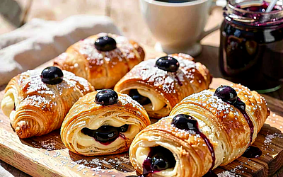 Rogaliki maślane nadziewane konfiturą z czarnej porzeczki