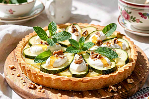 Zucchini Tart with Goat Cheese and Mint