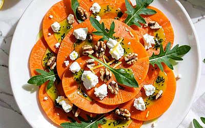 Carpaccio of young carrots with tarragon oil