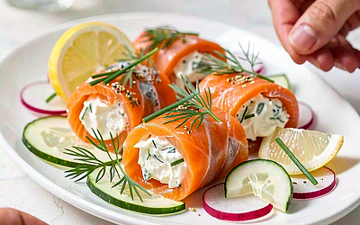 Smoked Salmon Rolls with Dill Cream Cheese