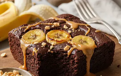 Intensely Chocolatey Banana Brownies with Peanut Butter