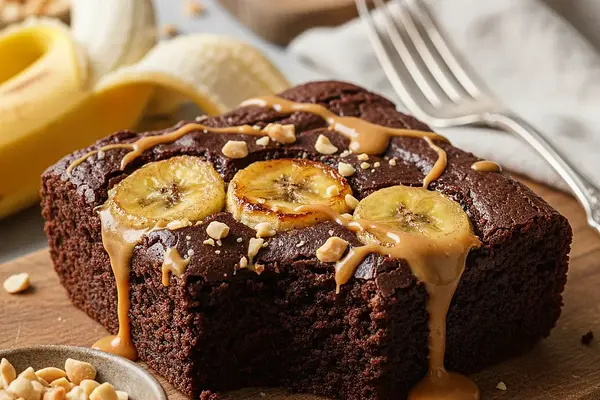 Intensywnie Czekoladowe Brownie Bananowe z Masłem Orzechowym