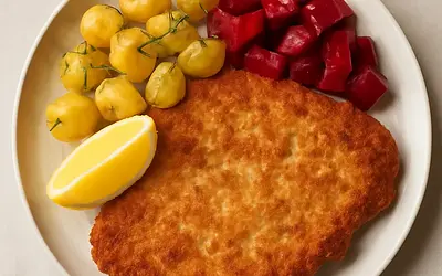 Schabowy z ziemniakami i buraczkami