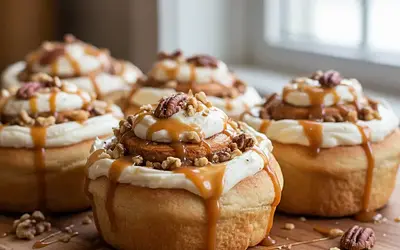 Caramel-Nut Swirls with Vanilla Cream Cheese