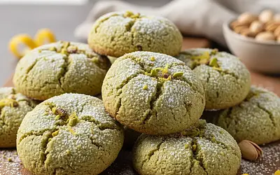 Pistachio Crinkle Cookies with a Hint of Lemon