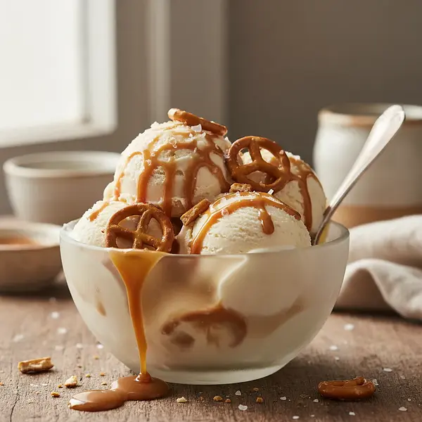 Creamy No-Churn Ice Cream: Salted Caramel with Pretzels