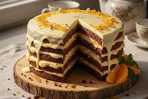 Spartak Cake with White Chocolate and Orange Cream