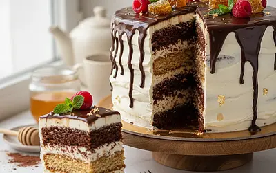 Czekoladowo-Miodowy Tort Spartak z Kremem Mascarpone