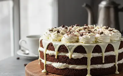 Czekoladowo-Kawowy Tort Spartak z Kremem Mascarpone i Białą Czekoladą