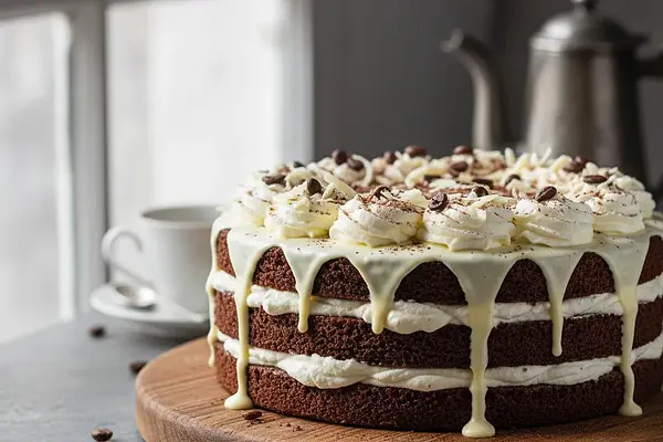 Czekoladowo-Kawowy Tort Spartak z Kremem Mascarpone i Białą Czekoladą