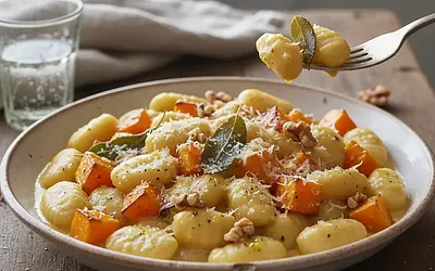 Kremowe Gnocchi z Pieczoną Dynią, Szałwią i Orzechami Włoskimi
