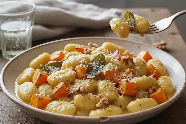 Kremowe Gnocchi z Pieczoną Dynią, Szałwią i Orzechami Włoskimi