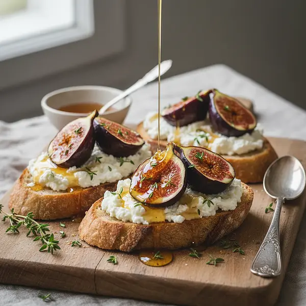Toasts with ricotta, roasted figs, and thyme honey