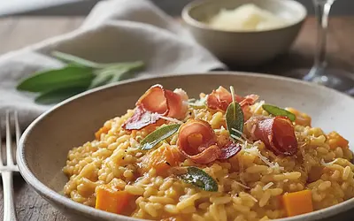 Creamy Butternut Squash Risotto with Sage and Crispy Prosciutto
