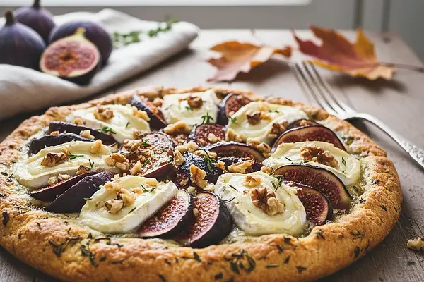 Jesienna tarta z figami, kozim serem i orzechami włoskimi na tymiankowym kruchym spodzie