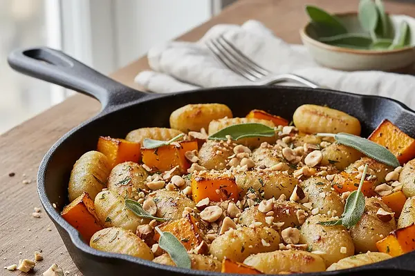 Pieczone Gnocchi z Dynią Piżmową, Szałwią i Chrupiącymi Orzechami Laskowymi