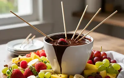 Czekoladowe fondue z owocami