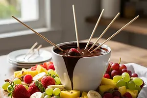 Czekoladowe fondue z owocami