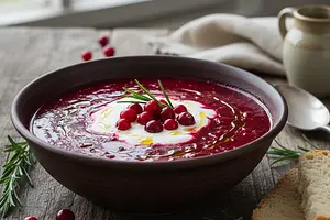 Royal Red Borscht with a Hint of Cranberry and Rosemary
