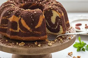 Marble Chocolate-Nut Bundt Cake with Cocoa Crumble