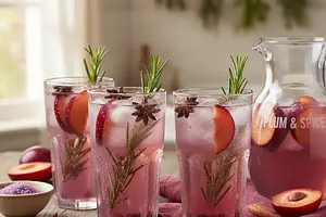 Plum-Rosemary Lemonade with a Hint of Spice