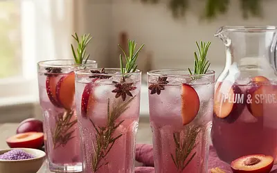 Plum-Rosemary Lemonade with a Hint of Spice