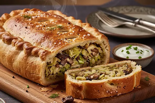 Kulebiak Wigilijny z Kapustą i Grzybami