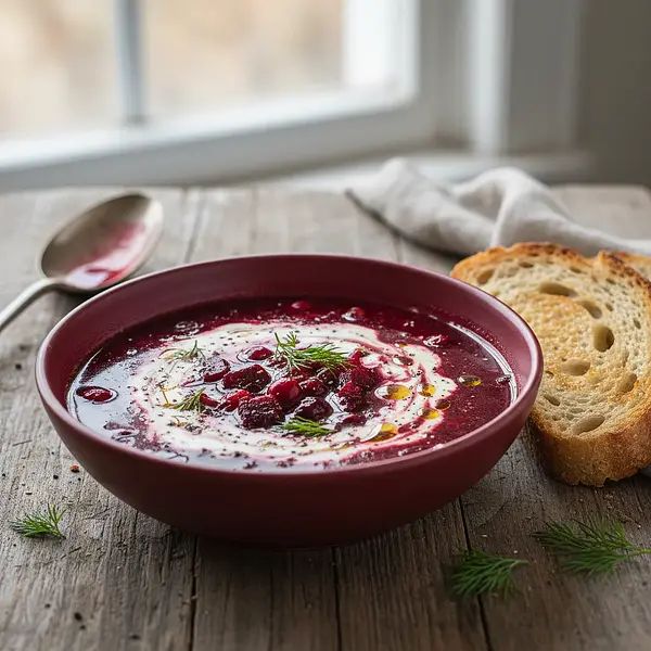 Royal Red Borscht with Fermented Roasted Beets and a Hint of Cranberry