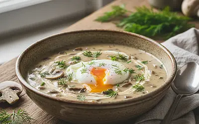 Creamy Kulajda with Wild Mushrooms and Poached Egg