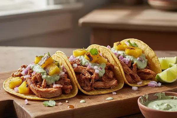 Tacos al Pastor z Grillowanym Ananasem i Salsą Verde