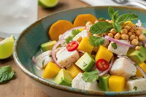Ceviche peruwiańskie z mango i awokado