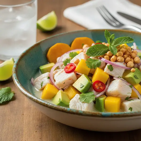 Ceviche peruwiańskie z mango i awokado