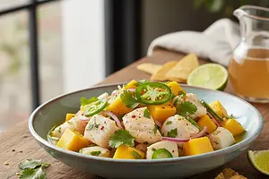 Ceviche z Dorsza i Mango z Pikantną Nutą Jalapeño