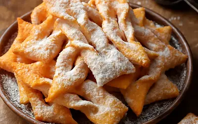 Faworki z cukrem pudrem