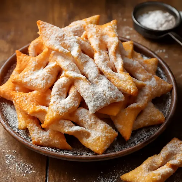 Faworki z cukrem pudrem