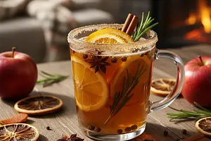 Spiced Apple Mulled Wine with Rosemary and Orange