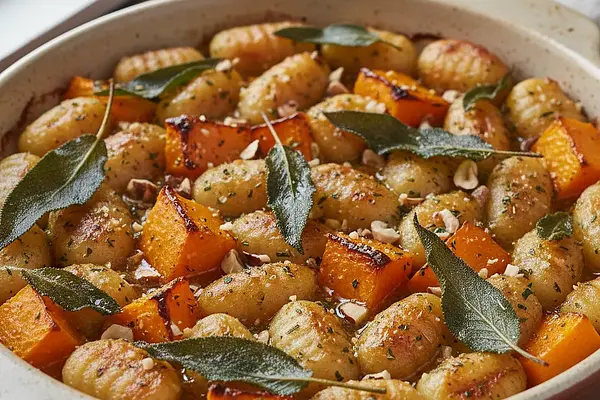 Pieczone Gnocchi z Dynią, Szałwią i Brązowym Masłem