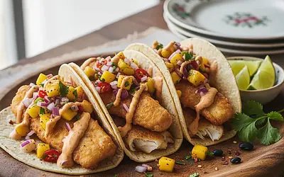 Fish Tacos with Mango and Chili Salsa