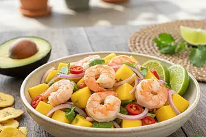 Ceviche de Mango y Camarones (Krewetkowe ceviche z mango)