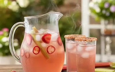Rhubarb-Strawberry Lemonade with a Hint of Spice